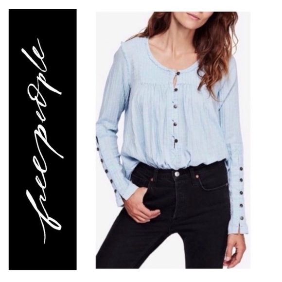 Free People Tops - Free People We The Free Blue Sand Dune Henley Tunic
